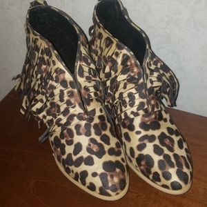 Leopard Fringe Booties